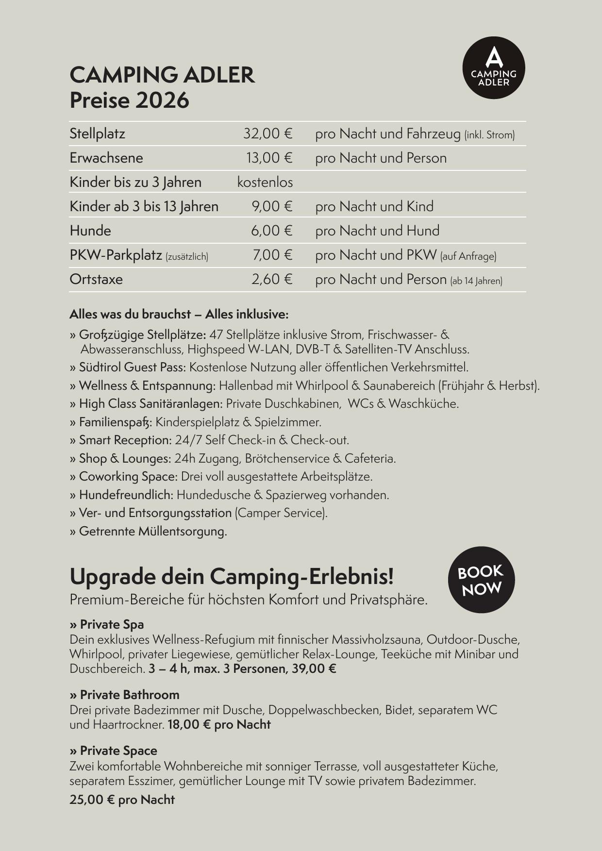 Camping Adler Preise 2026